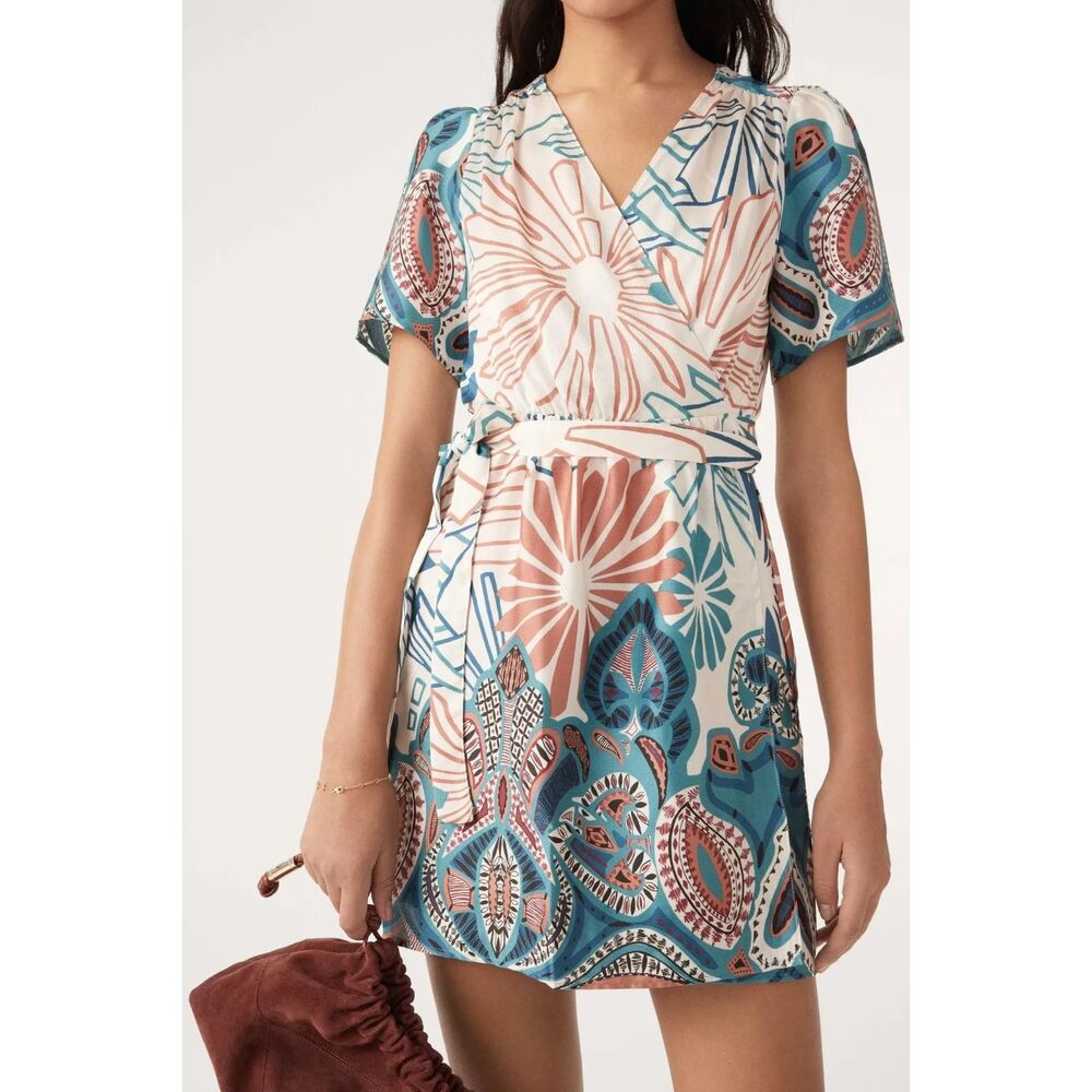 BA&SH Jara Wrap Lady Mini Dress Printed Medium/6